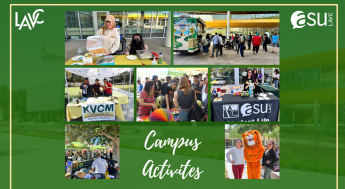 Green background with different campus events