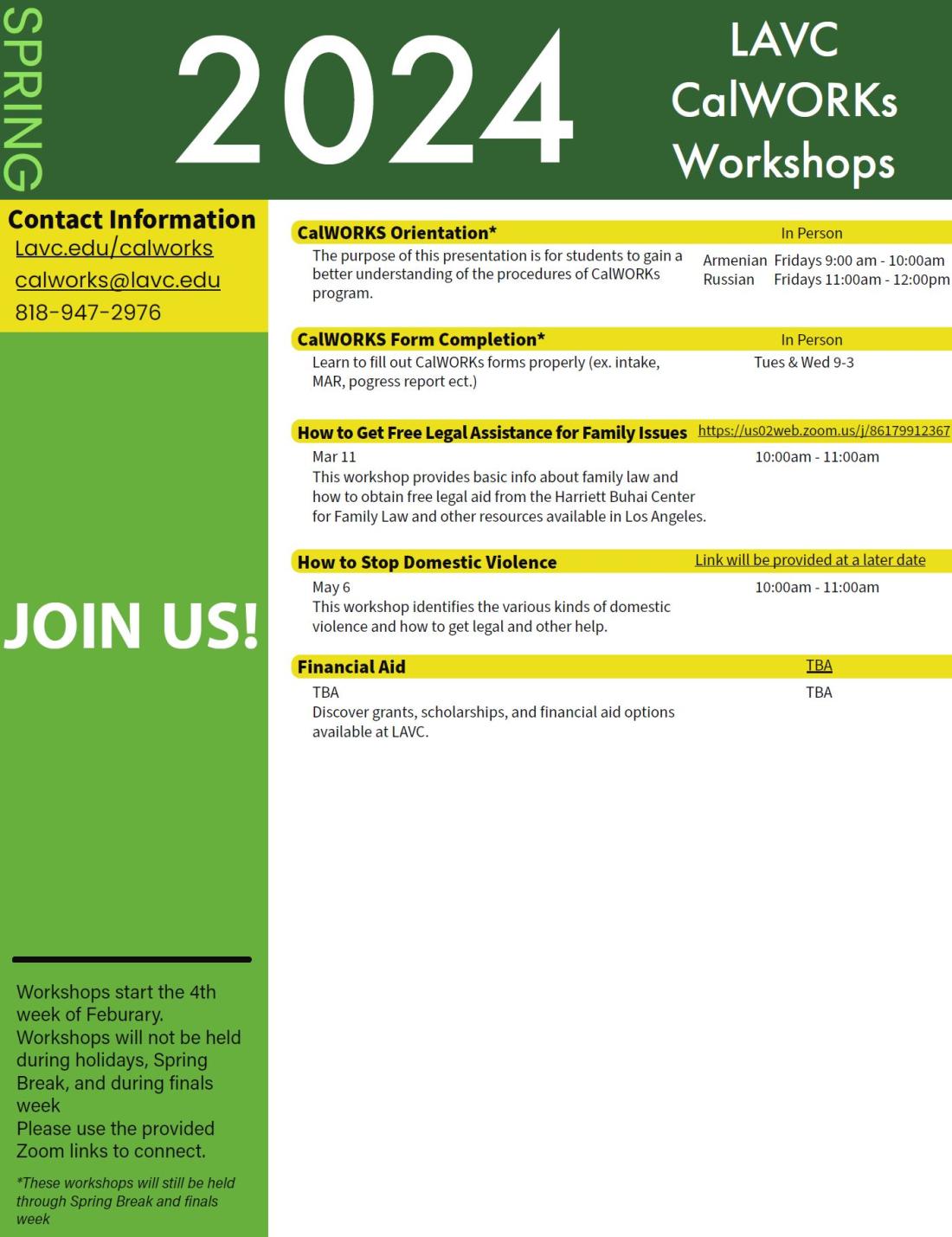 Workshops Spring 2024 CalWORKs Page 2
