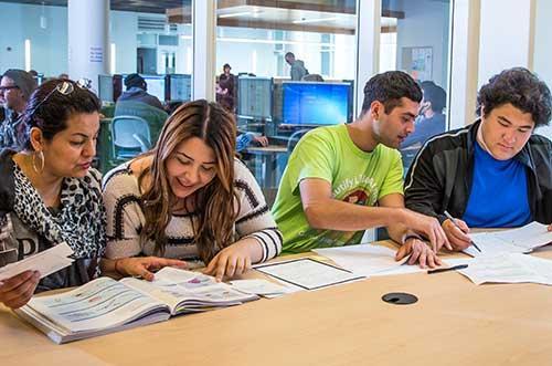 Four students in a tutoring session