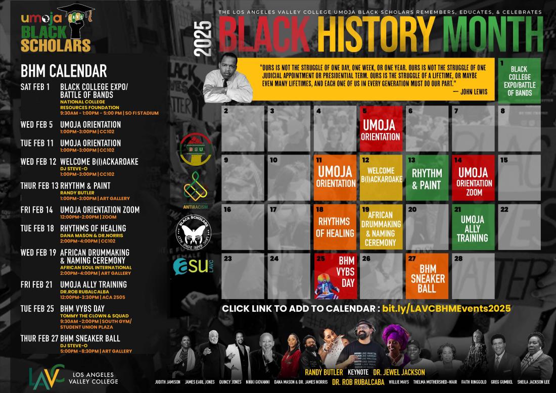 2025 LAVC Black History Month calendar