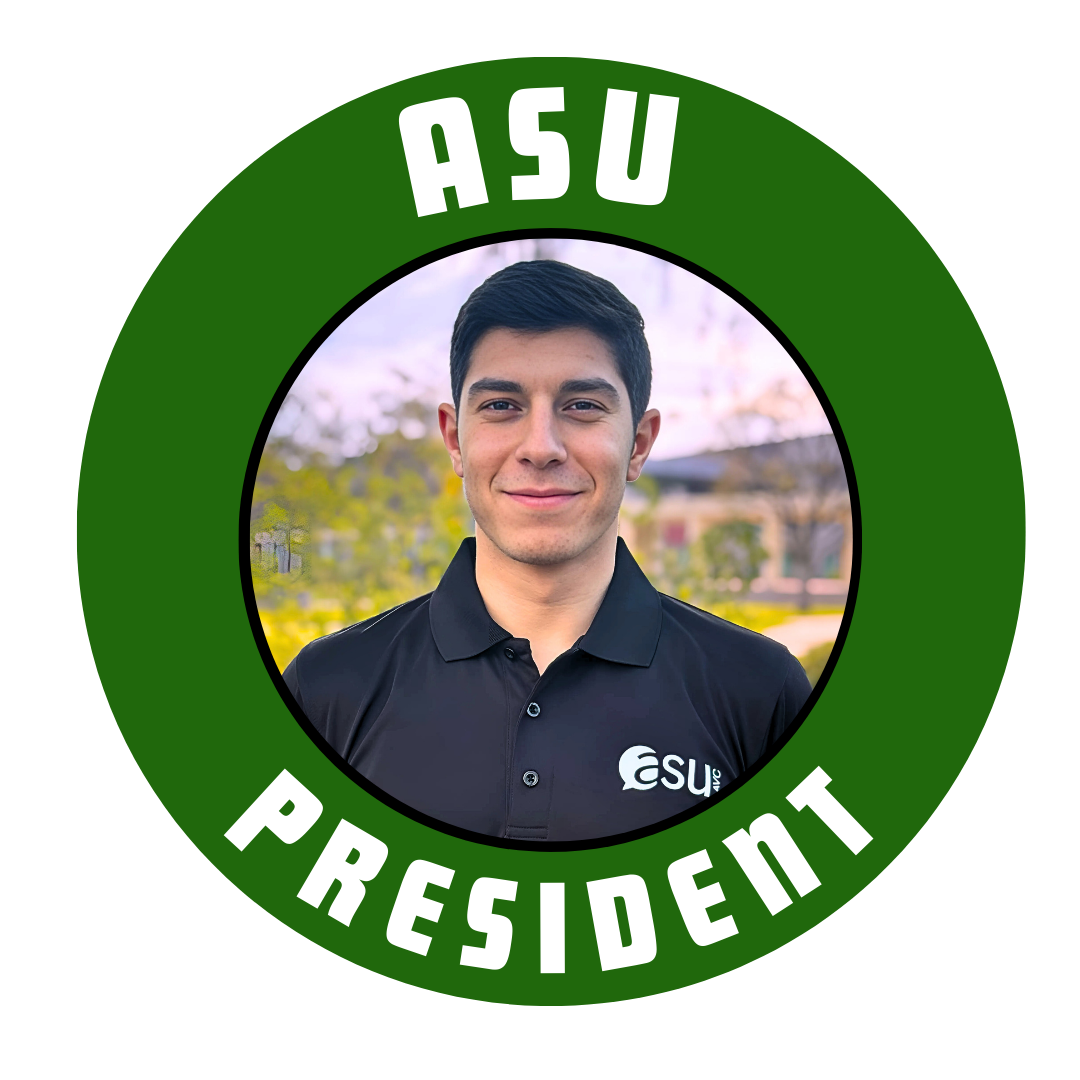 Young man in black polo smiling