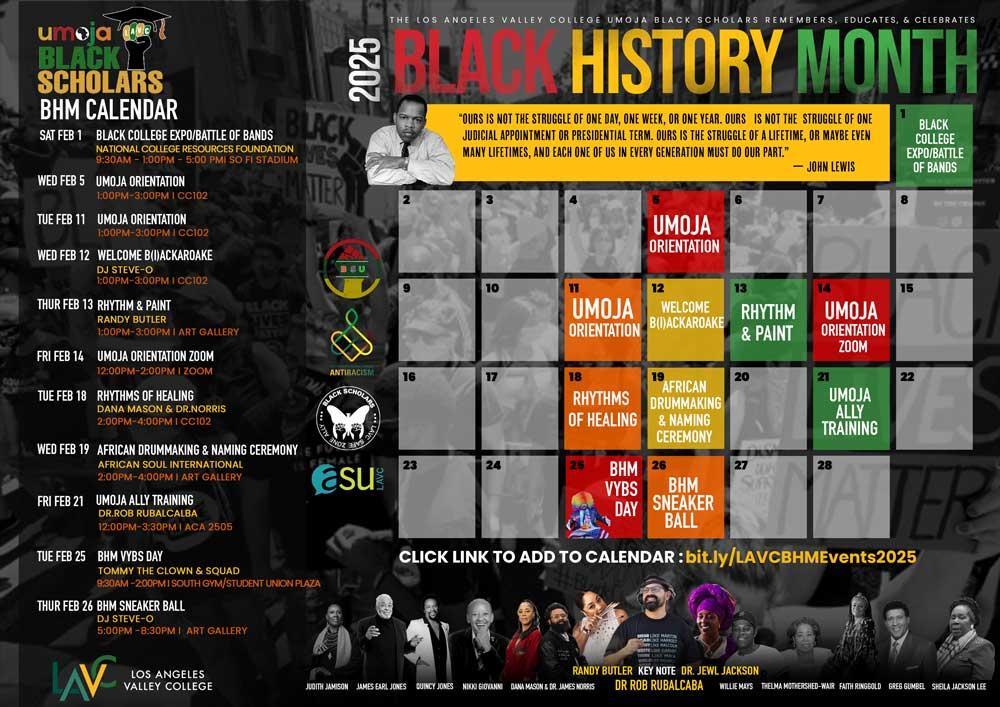 2025 LAVC Black History Month calendar