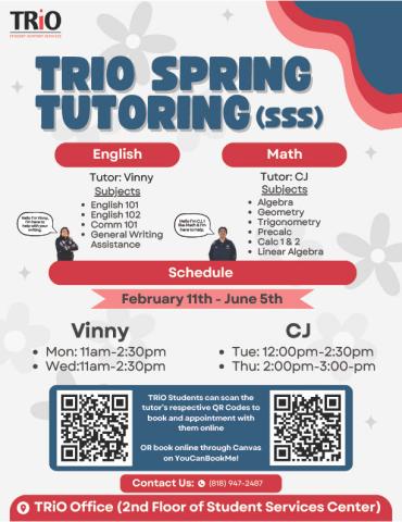 TRIO Tutoring Hours for Spring 2025